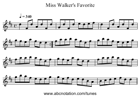Miss Walker's Favorite - staff notation
