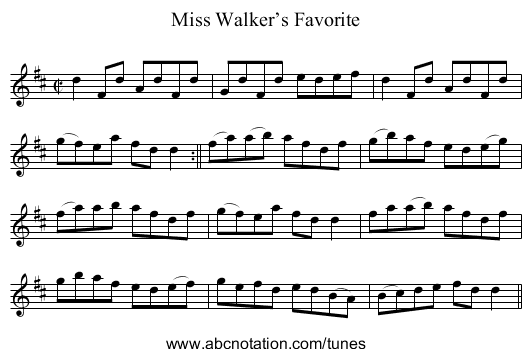Miss Walker’s Favorite - staff notation