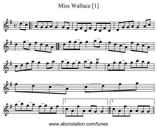Miss Wallace [1] - staff notation