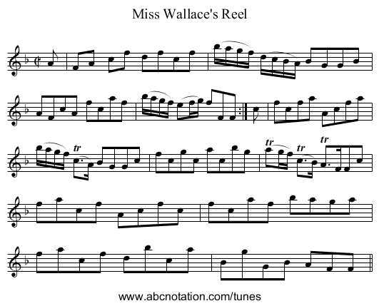 Miss Wallace's Reel - staff notation