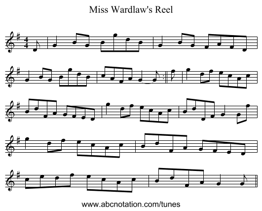 Miss Wardlaw's Reel - staff notation