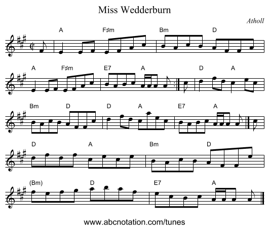 Miss Wedderburn - staff notation