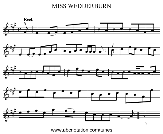 MISS WEDDERBURN - staff notation