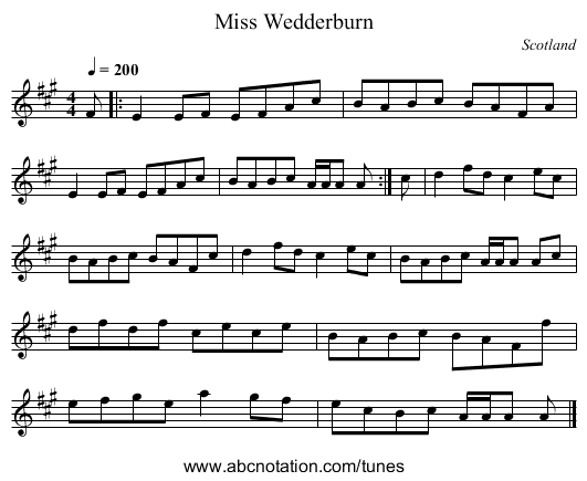 Miss Wedderburn - staff notation