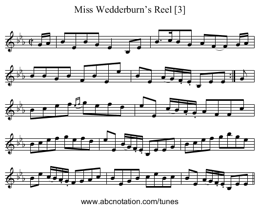 Miss Wedderburn’s Reel [3] - staff notation