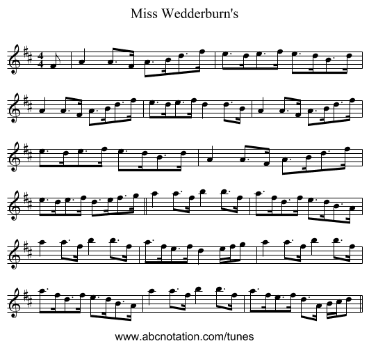 Miss Wedderburn's - staff notation
