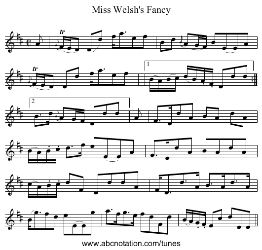 Miss Welsh's Fancy - staff notation
