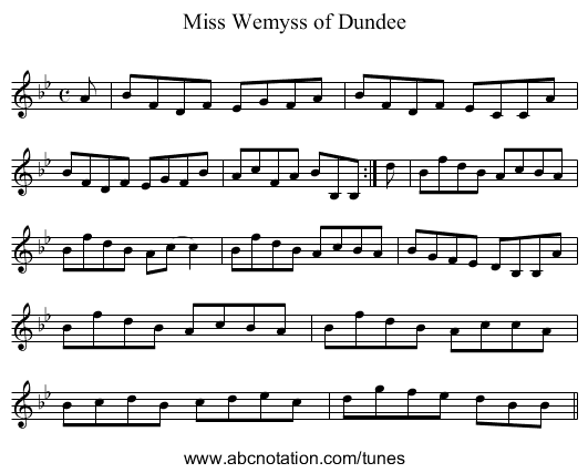 Miss Wemyss of Dundee - staff notation