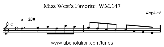 Miss West's Favorite. WM.147 - staff notation