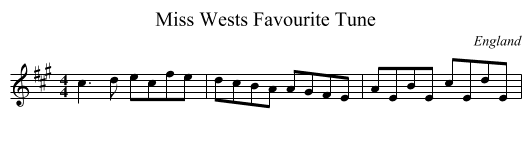 Miss Wests Favourite Tune - staff notation