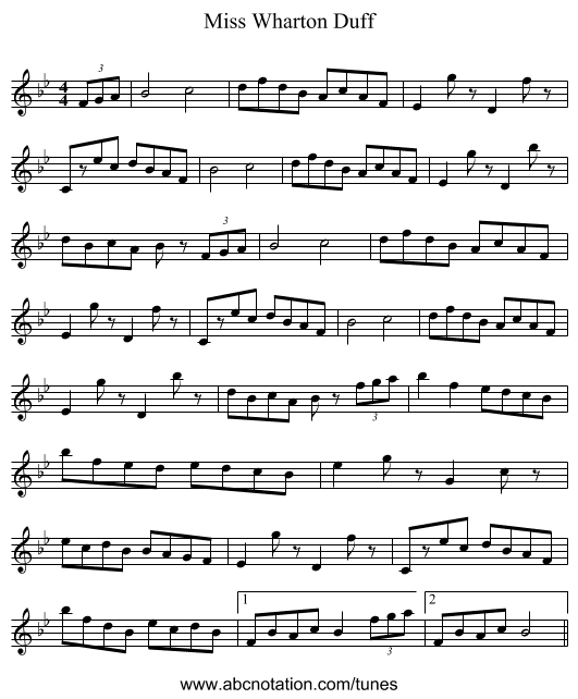 Miss Wharton Duff - staff notation
