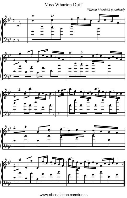 Miss Wharton Duff - staff notation