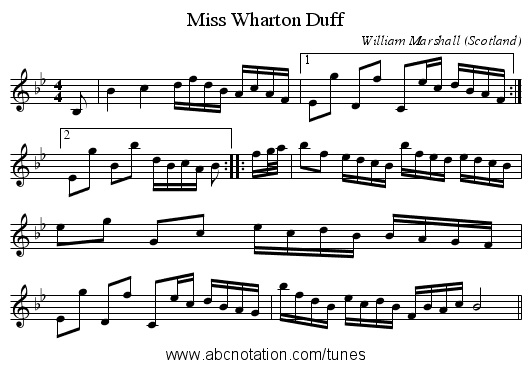 Miss Wharton Duff - staff notation