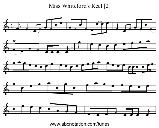 Miss Whiteford's Reel [2] - staff notation