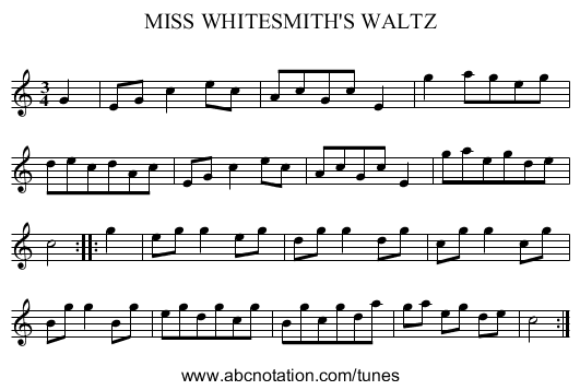 MISS WHITESMITH'S WALTZ - staff notation
