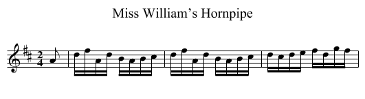 Miss William’s Hornpipe - staff notation