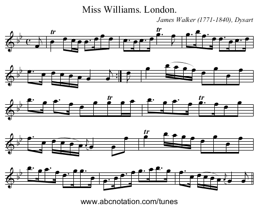 Miss Williams. London. - staff notation