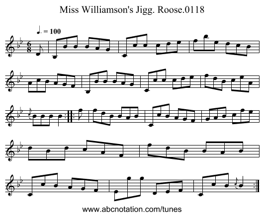 Miss Williamson's Jigg. Roose.0118 - staff notation