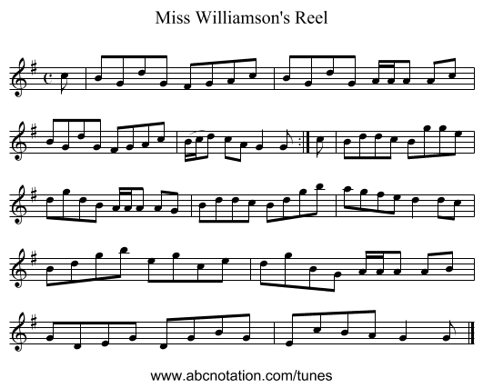 Miss Williamson's Reel - staff notation
