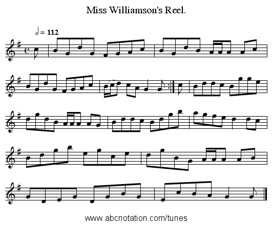 Miss Williamson's Reel. - staff notation