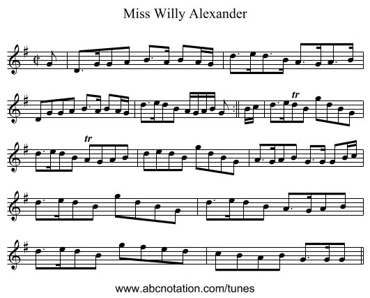 Miss Willy Alexander - staff notation