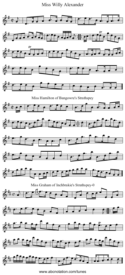 Miss Willy Alexander - staff notation