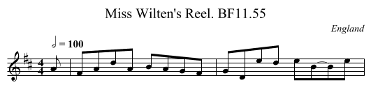Miss Wilten's Reel. BF11.55 - staff notation