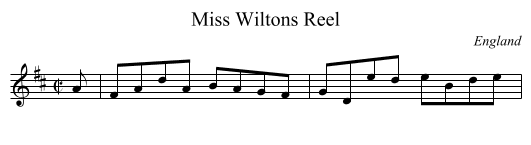 Miss Wiltons Reel - staff notation