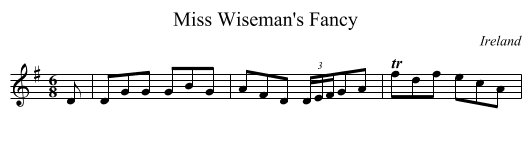 Miss Wiseman's Fancy - staff notation