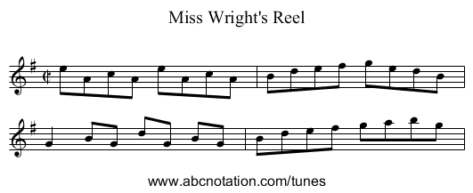 Miss Wright's Reel - staff notation