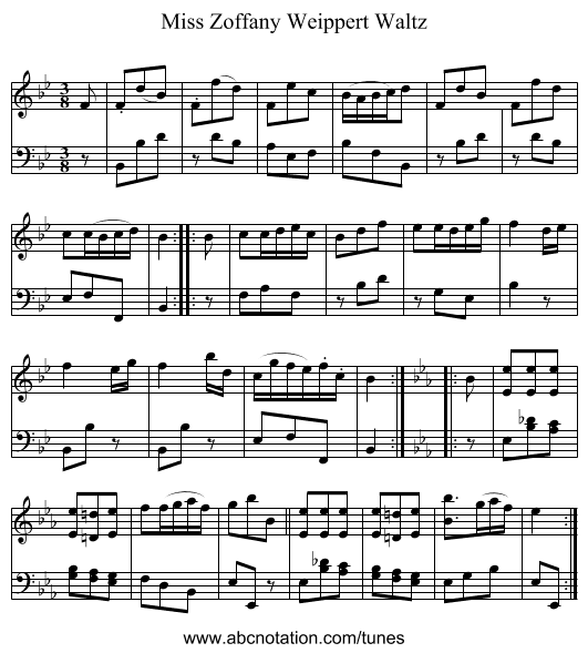 Miss Zoffany Weippert Waltz - staff notation