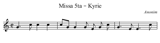 Missa 5ta – Kyrie - staff notation