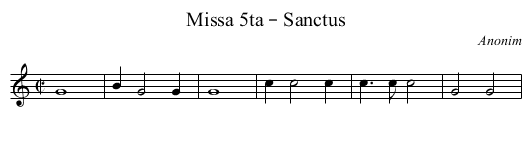 Missa 5ta – Sanctus - staff notation