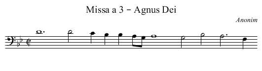 Missa a 3 – Agnus Dei - staff notation