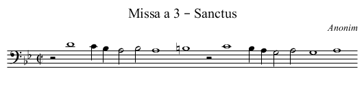Missa a 3 – Sanctus - staff notation