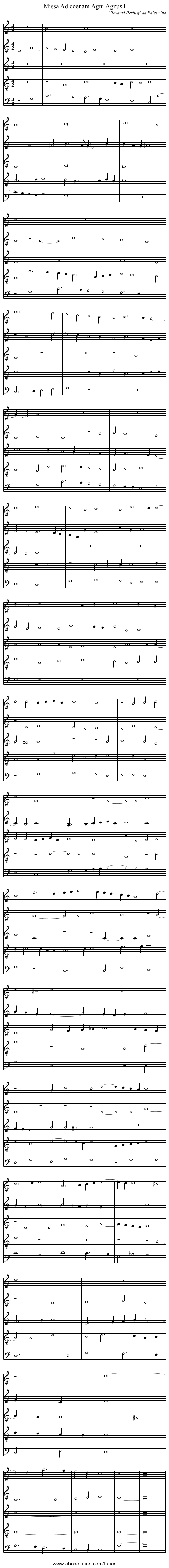 Missa Ad coenam Agni Agnus I - staff notation