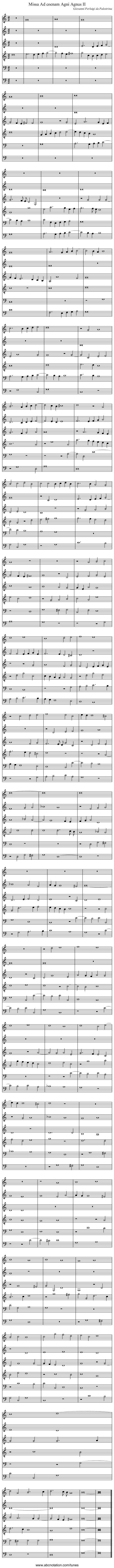Missa Ad coenam Agni Agnus II - staff notation