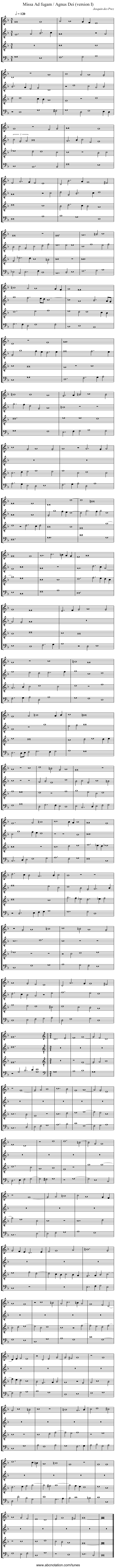 Missa Ad fugam / Agnus Dei (version I) - staff notation