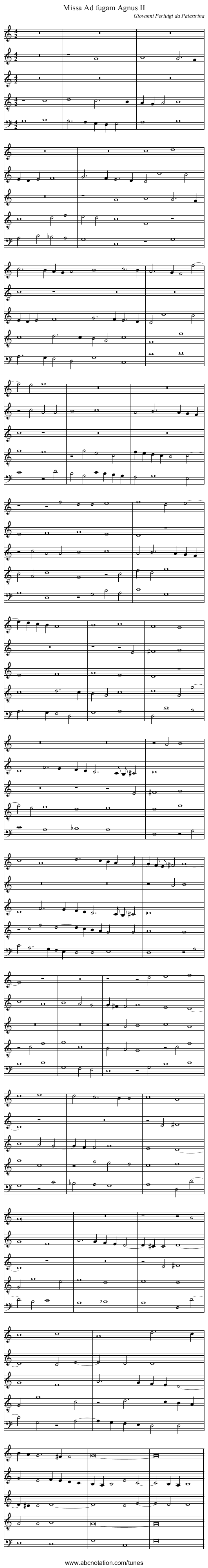 Missa Ad fugam Agnus II - staff notation