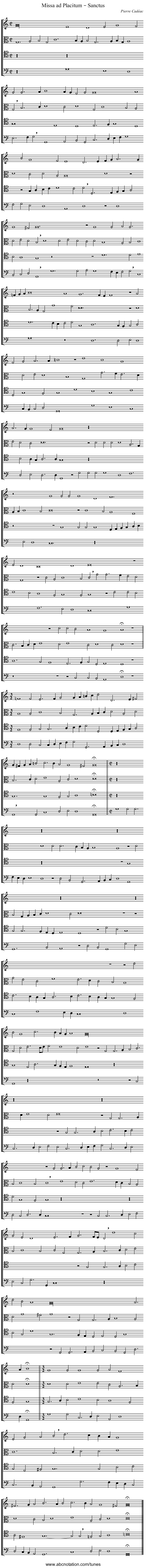 Missa ad Placitum – Sanctus - staff notation