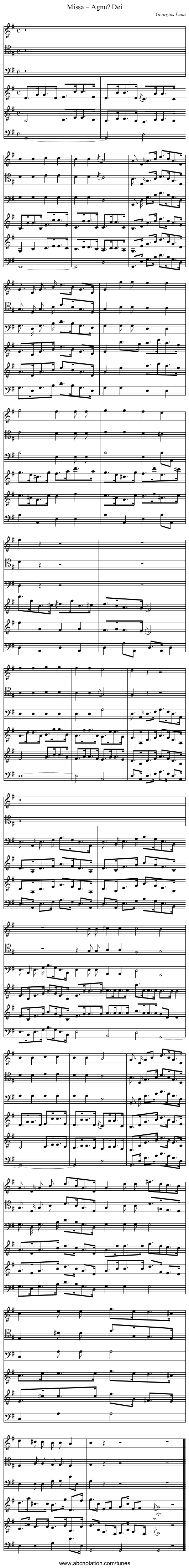 Missa – Agnu? Dei - staff notation
