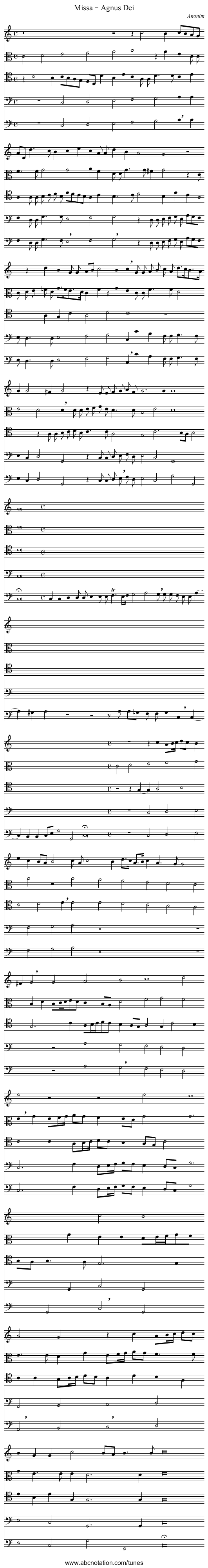 Missa – Agnus Dei - staff notation