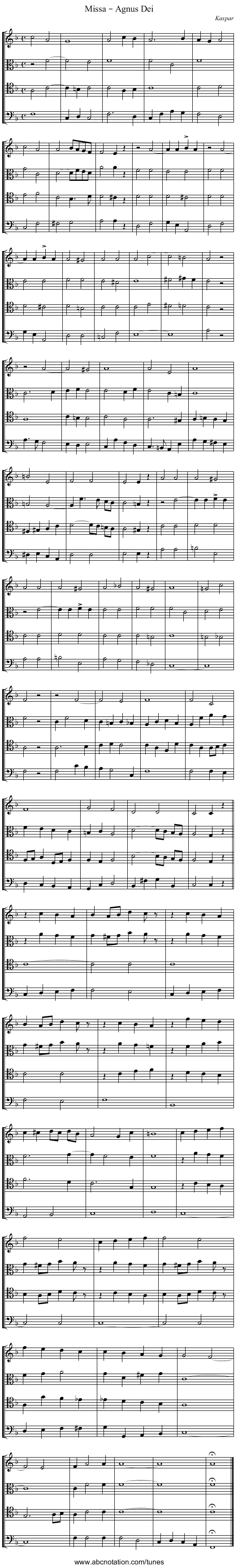 Missa – Agnus Dei - staff notation