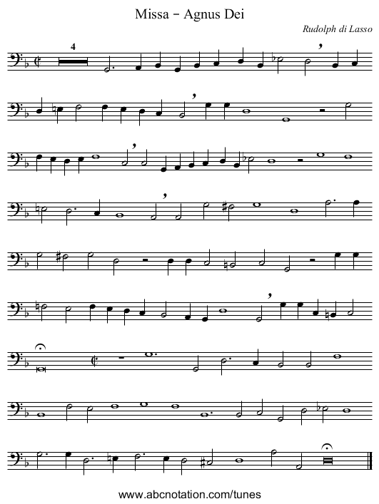 Missa – Agnus Dei - staff notation