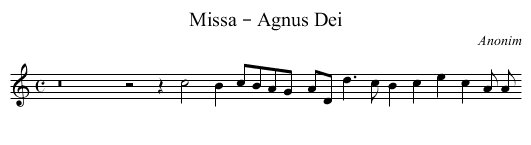 Missa – Agnus Dei - staff notation