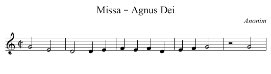 Missa – Agnus Dei - staff notation