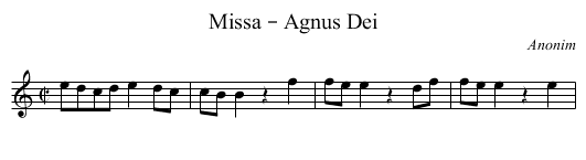 Missa – Agnus Dei - staff notation