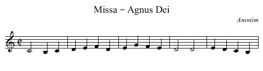 Missa – Agnus Dei - staff notation
