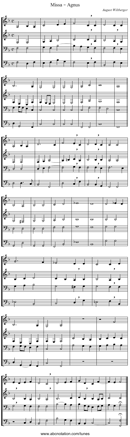 Missa – Agnus - staff notation