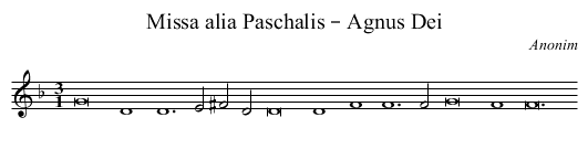 Missa alia Paschalis – Agnus Dei - staff notation